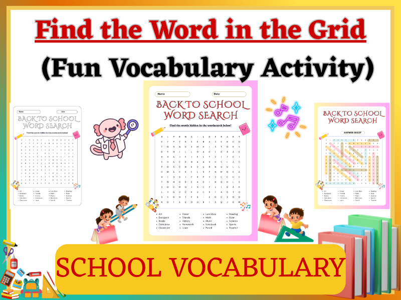 Find the Word in the Grid – Fun Vocabulary Activity (School Vocabulary).