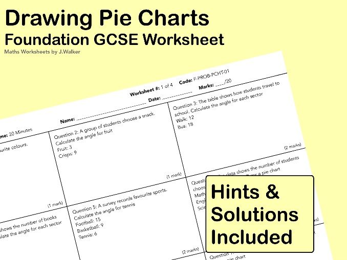 GCSE Maths Worksheet: Drawing Pie Charts - Foundation Tier