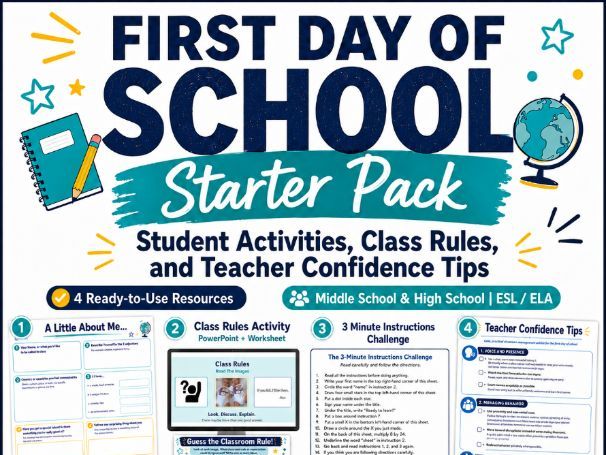 First Day of School Starter Pack:  Classroom Management, Class Rules and Student Activities