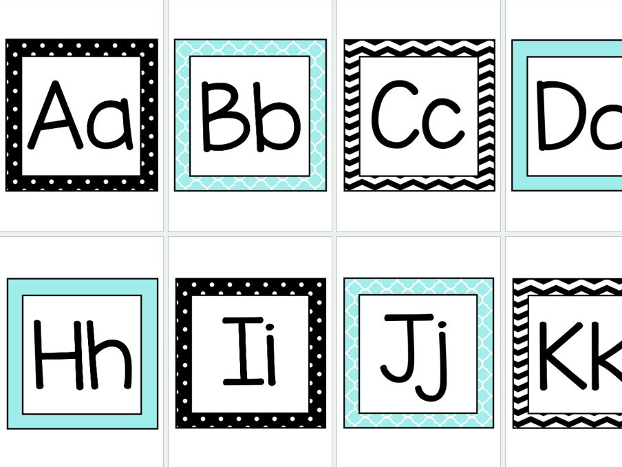 Turquoise Alphabet (Modern, Black, Pattern, Design)