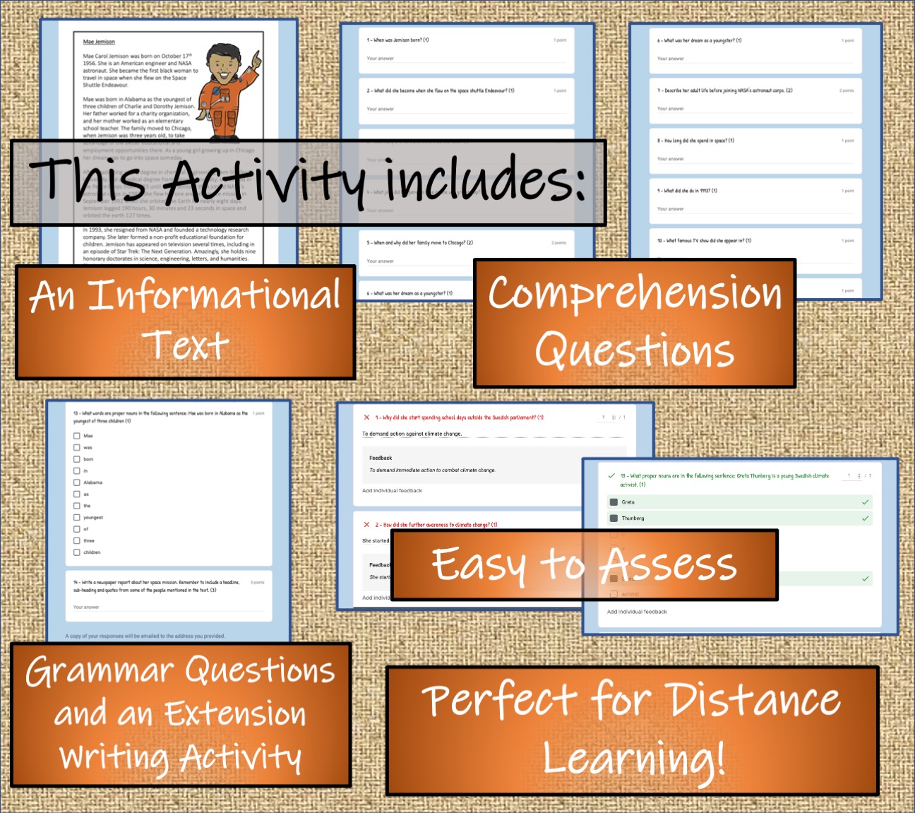 UKS2 Mae Jemison Reading Comprehension Activity | Digital & Print