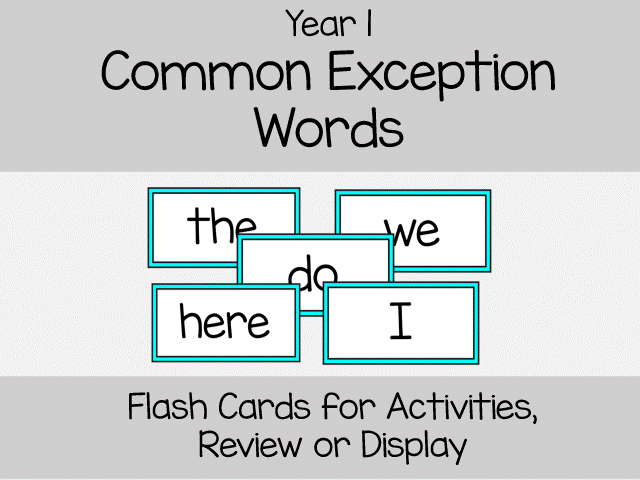 Year 1 Common Exception Word Flash Cards | KS1 Phonics, Reading & Literacy Display