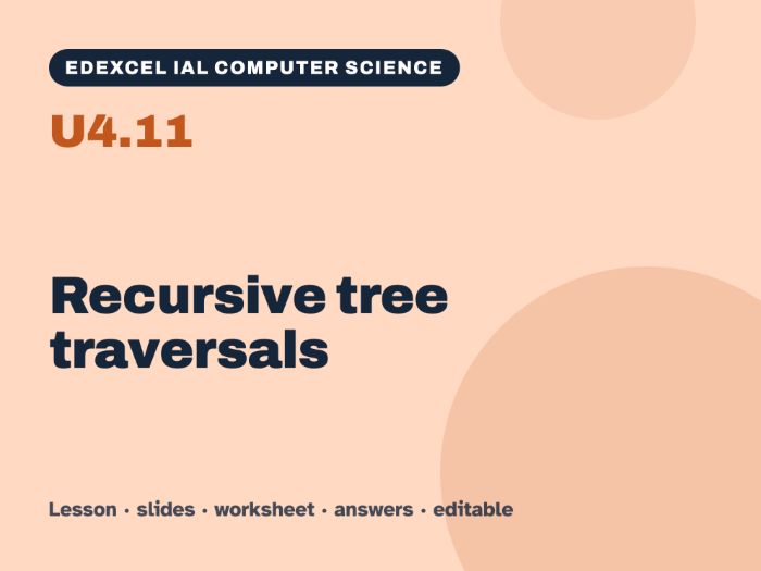 Edexcel IAL Computer Science – U4.11 Recursive tree traversals – Lesson & Worksheet