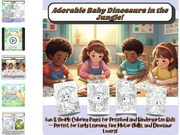 Jungle Dinosaur Coloring Book for Kindergarte