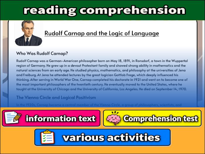 Rudolf Carnap and the Logic of Language- Reading Comprehension, Worksheet & Activities