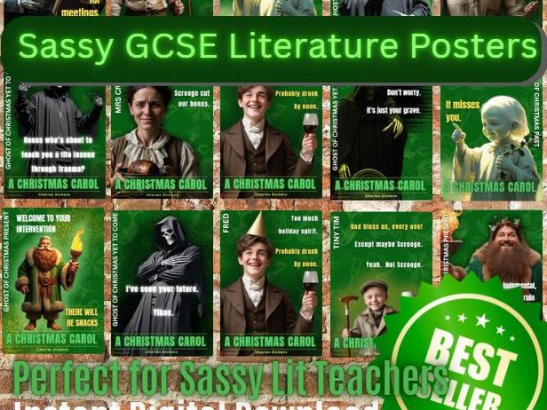 Dickens | ‘A Christmas Carol’ | 19 Funny Character Posters | GCSE English Lit | Revision | Wall Art