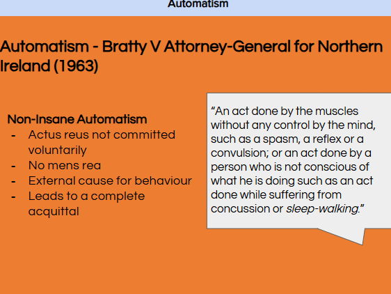 OCR Criminal Law: Automatism