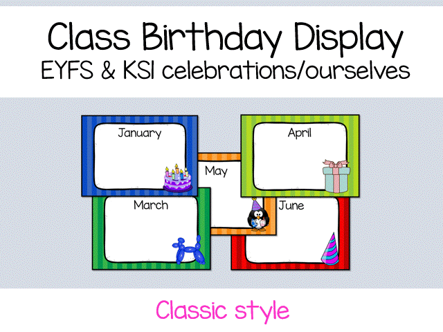 Class Birthday Display Chart