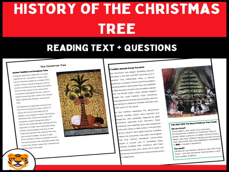 Christmas Tree Reading Comprehension | KS2–KS3 English & History | Non-Fiction Text, Questions & Ans