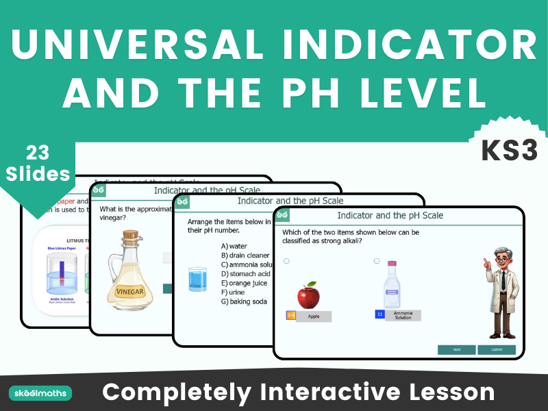 pH Scale &  Indicators Measuring Acidity/Alkalinity KS3 Interactive Digital Science Lesson