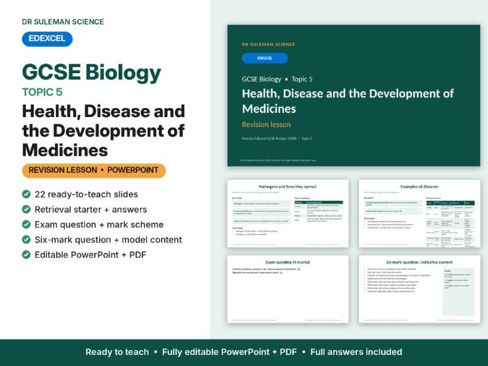 Edexcel GCSE Biology Topic 5 Health, Disease & Medicines Revision Lesson