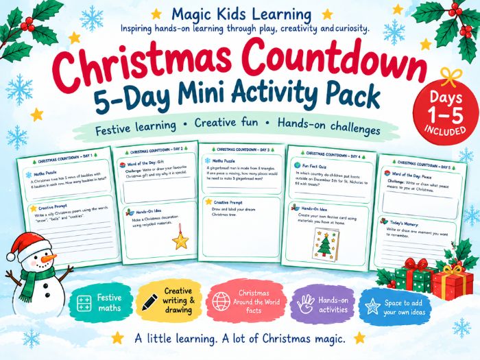 Christmas Countdown: 5-Day Mini Activity Pack | Festive Maths, Writing & Crafts