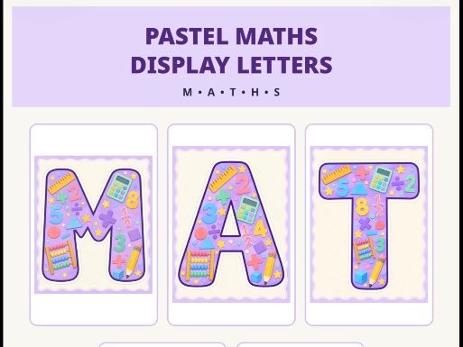Pastel Maths Classroom Display Letters | MATHS Printable Display | A4 PDF