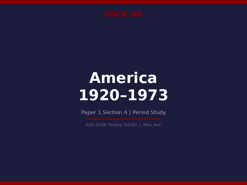 AQA GCSE History 8145 America 1920 to 1973 Revision Pack | Paper 1