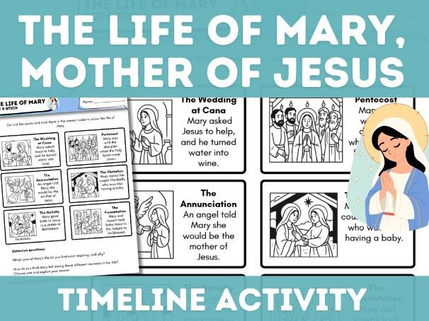 Life of Mary Timeline Printable | Catholic Cut and Paste Activity for RE Lessons