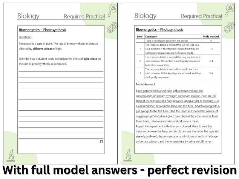 AQA Photosynthesis Required practical extended response Q&A