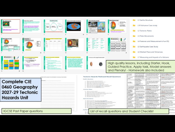 Complete CIE IGCSE Tectonic Hazards Geography 2027-29 New Spec