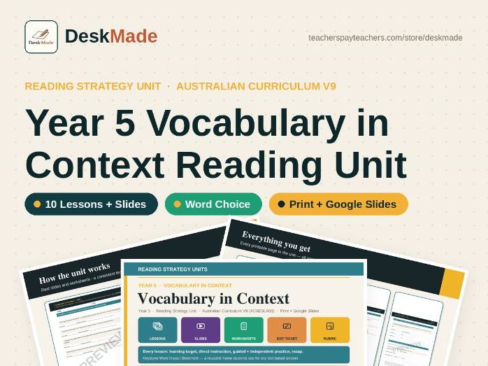 Year 5 Vocabulary in Context Reading Unit | Australian Curriculum V9
