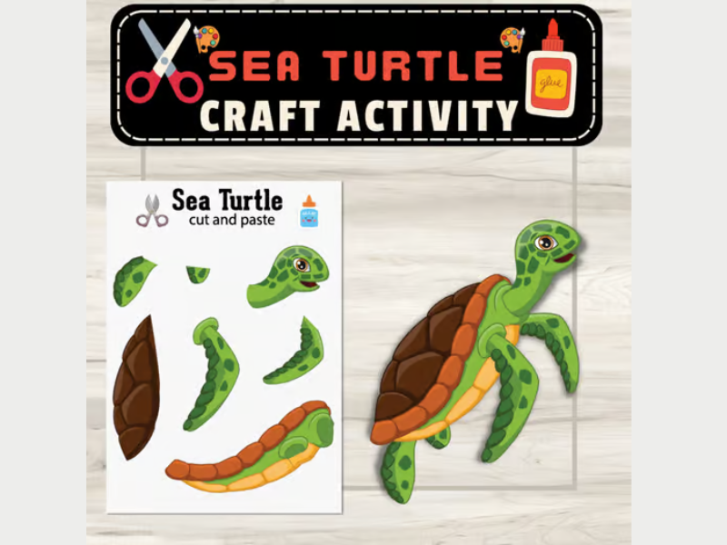 Sea Turtle Craft Cut & Paste Activity: Ocean Animal Summer Craft Activities