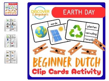 Beginner Dutch Earth Day and Environment Vocabulary Clip Cards Activity