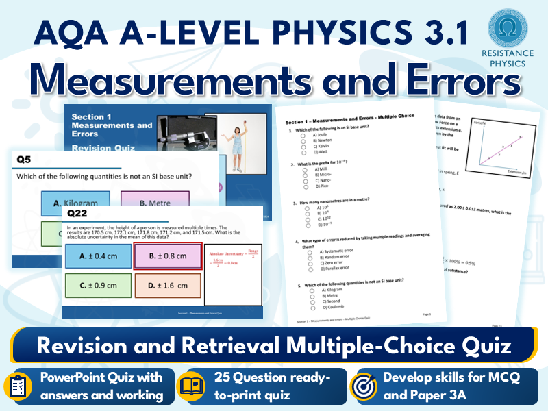 A-Level Physics - Revision Quiz - Measurements and Errors (AQA)