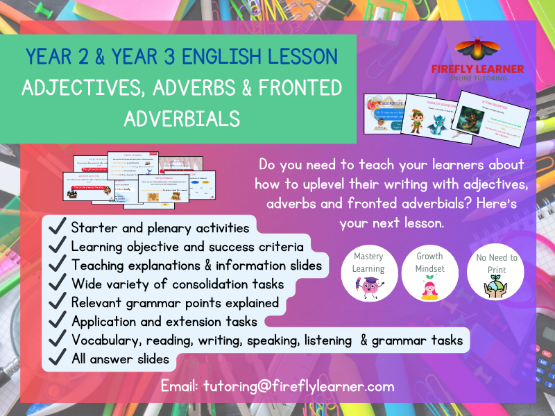 Adjectives, Adverbs & Fronted Adverbials - Uplevel Your Writing English Lesson