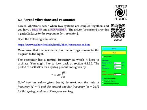 Forced vibrations and resonance