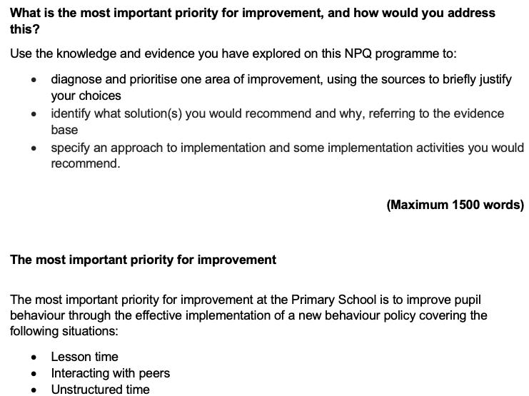NPQH Response