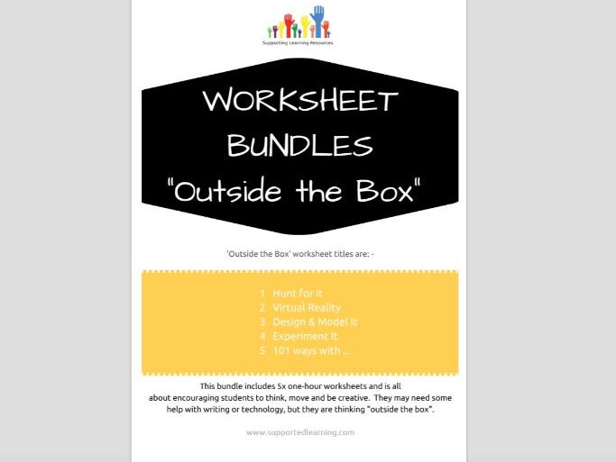 SPECIAL EDUCATION x5 worksheets - OUTSIDE THE BOX - thinking, linking, processing skills