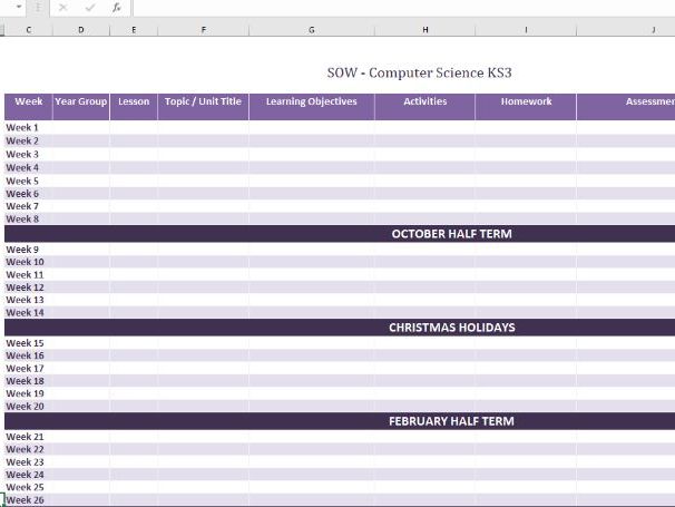Scheme of work year plan - Week by week
