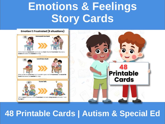 Emotions & Feelings Story Cards – 48 Scenarios | Autism, Preschool & Special Education