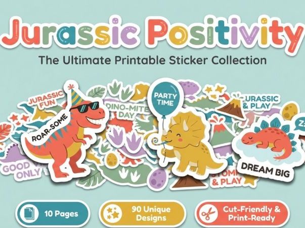90 Dinosaur Motivational Stickers Printable | Jurassic Rewards KS1 KS2