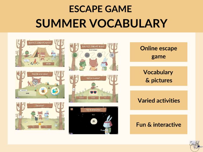Summer Vocabulary Online Escape Game