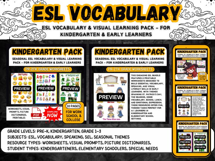 Seasonal ESL Vocabulary :Visual Learning