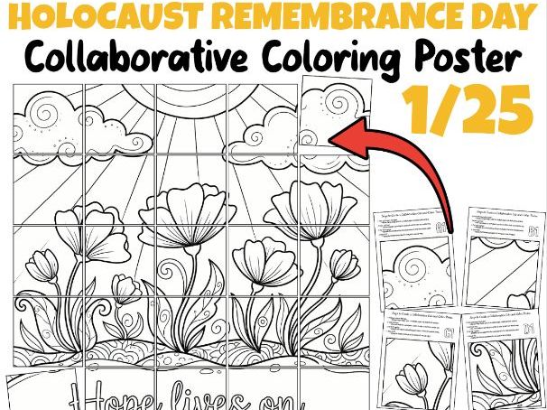Holocaust Remembrance Day Collaborative Coloring Poster | Hope Lives On