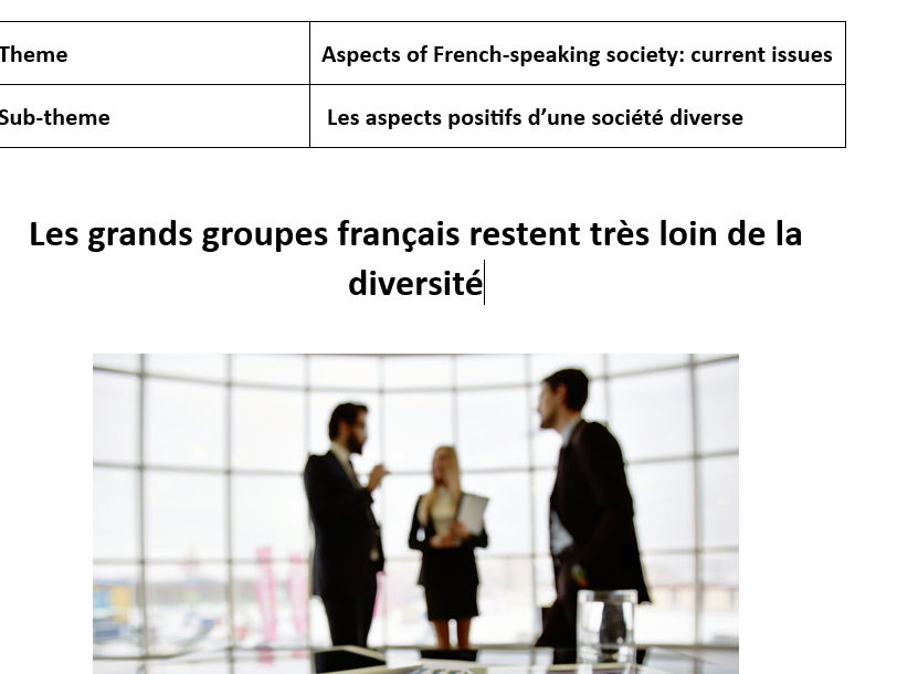AQA A Level French stimulus card worksheets - Les aspects positifs d'une société diverse
