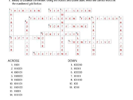 Binary to decimal conversion puzzle