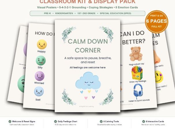 Calm Down Corner Display Pack & Feelings Cards | EYFS, KS1 & SEN PSHE