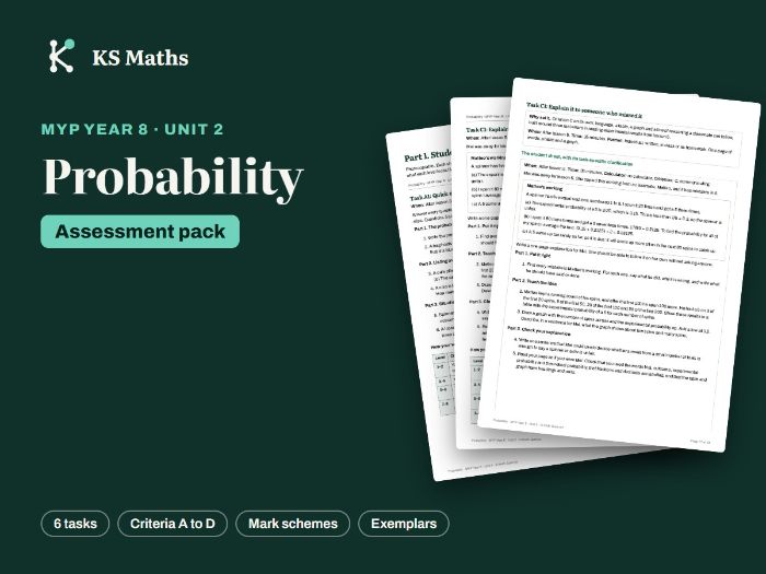 MYP Year 8 Probability assessment: criteria A-D + mark schemes