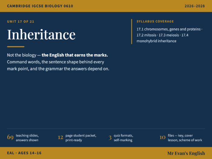 IGCSE Biology 0610 U17 Inheritance — EAL