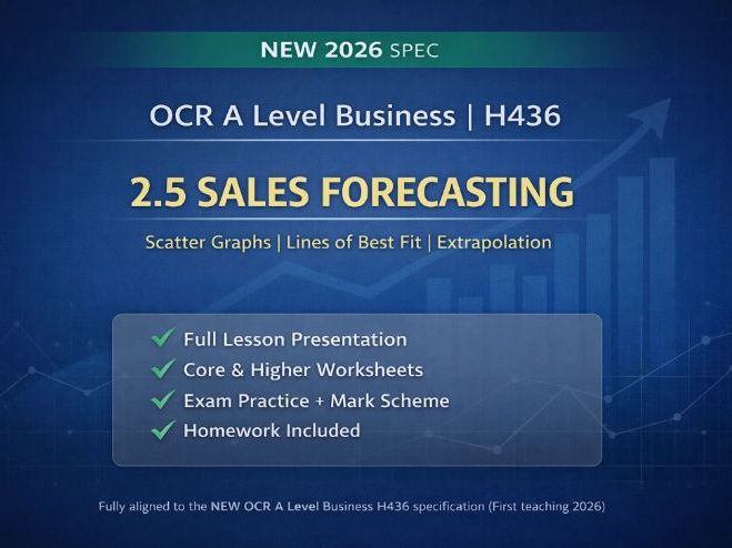 NEW 2026 OCR A Level Business H436 – 2.5 Sales Forecasting - Lesson Pack