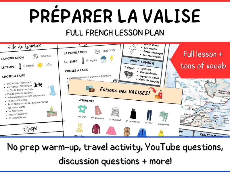 French Clothing / Preparing a Suitcase for Québec Travel - Full Lesson Plan