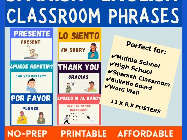 Spanish-English | Classroom Phrases| Word Wall