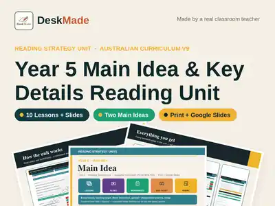 Year 5 Main Idea Reading Unit | Australian Curriculum V9