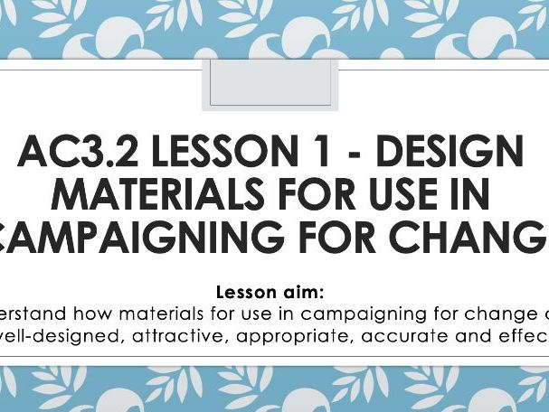 Level 3 Criminology Unit 1 AC3.2 (Designing materials - 4 lessons)