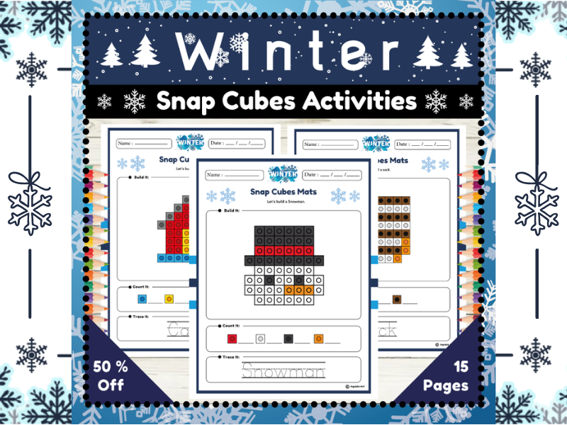 Winter Snap Cubes Activity Mats for Preschoolers : Engaging Math STEM