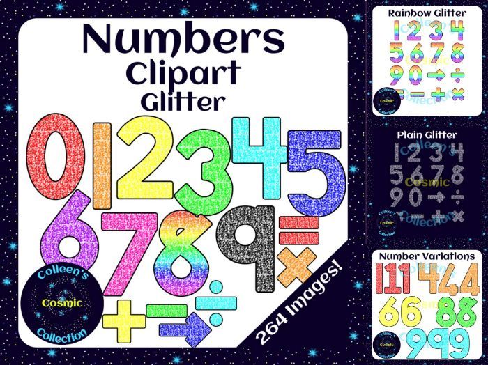 glitter numbers clipart teaching resources