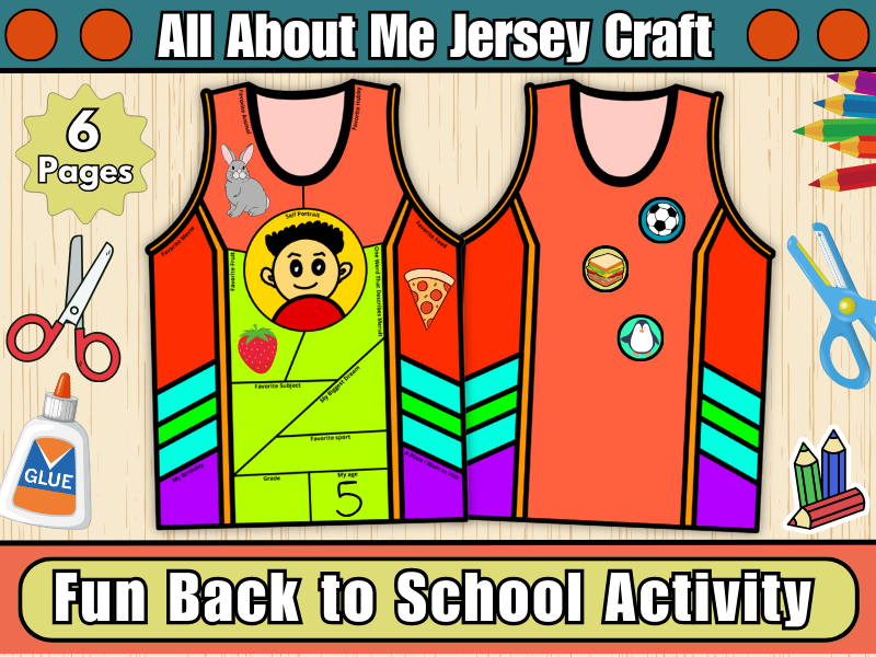 All About Me Jersey Craft | Get to Know Me Activity-Back to School Icebreaker