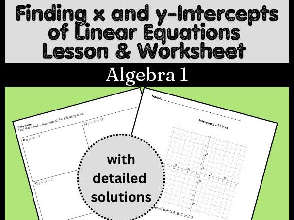 Finding x and y-Intercepts of Linear Equations Lesson & Worksheet | Algebra 1
