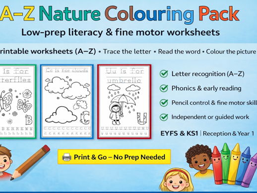 A to Z Nature Colouring Pack EYFS and KS1